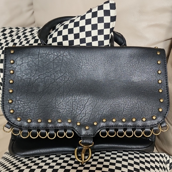 Hayden Harnett Handbags - Hayden Harnett Women's Black Studded Leather Satchel Bag